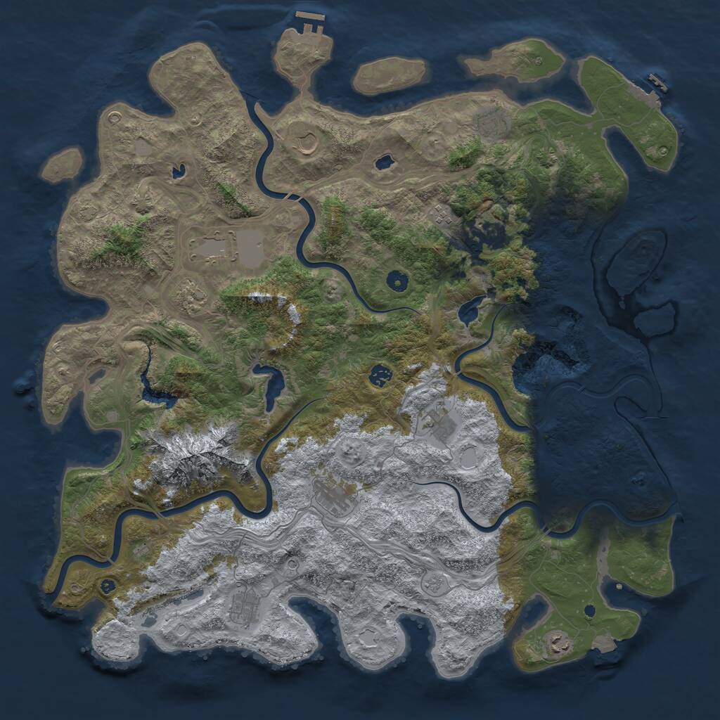 Rust Map: Procedural Map, Size: 5000, Seed: 1036280065, 17 Monuments