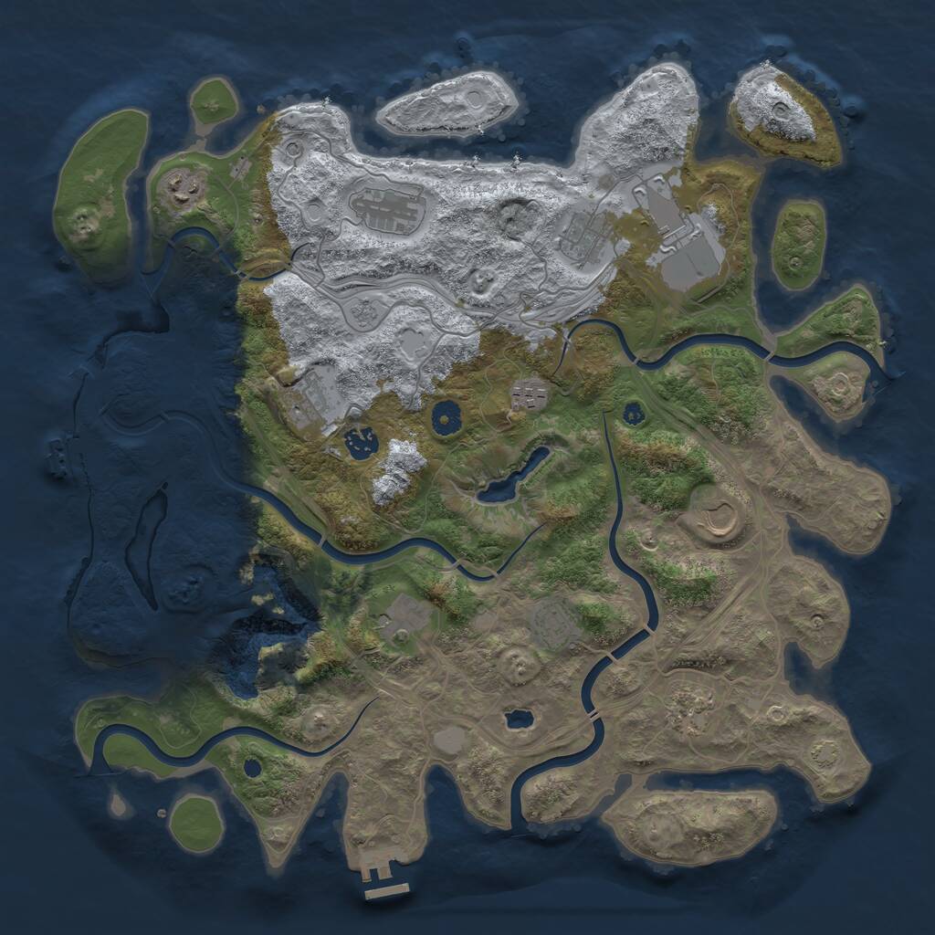 Rust Map: Procedural Map, Size: 4250, Seed: 1876429603, 17 Monuments