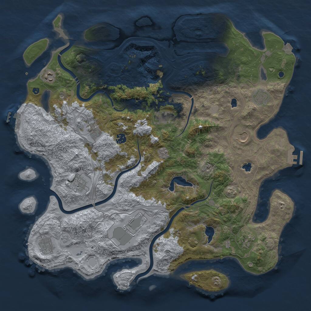 Rust Map: Procedural Map, Size: 4500, Seed: 1759577004, 17 Monuments