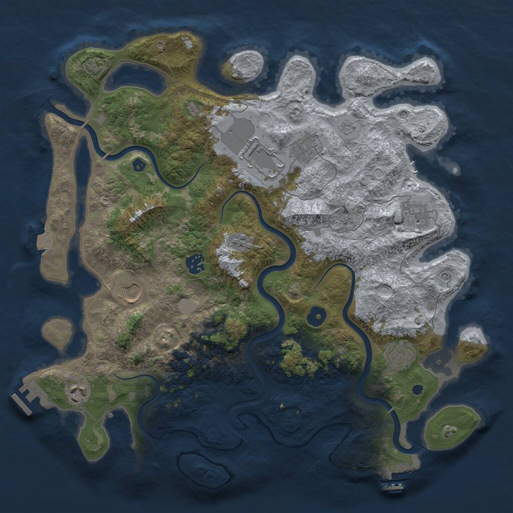 Rust Map: Procedural Map, Size: 3950, Seed: 809739902, 14 Monuments