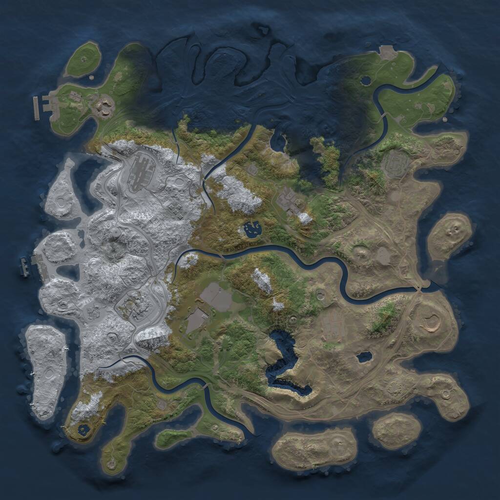 Rust Map: Procedural Map, Size: 4250, Seed: 1916376462, 16 Monuments