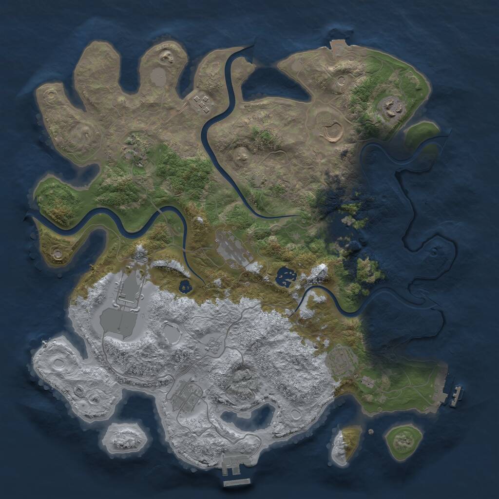 Rust Map: Procedural Map, Size: 3750, Seed: 1368626920, 16 Monuments