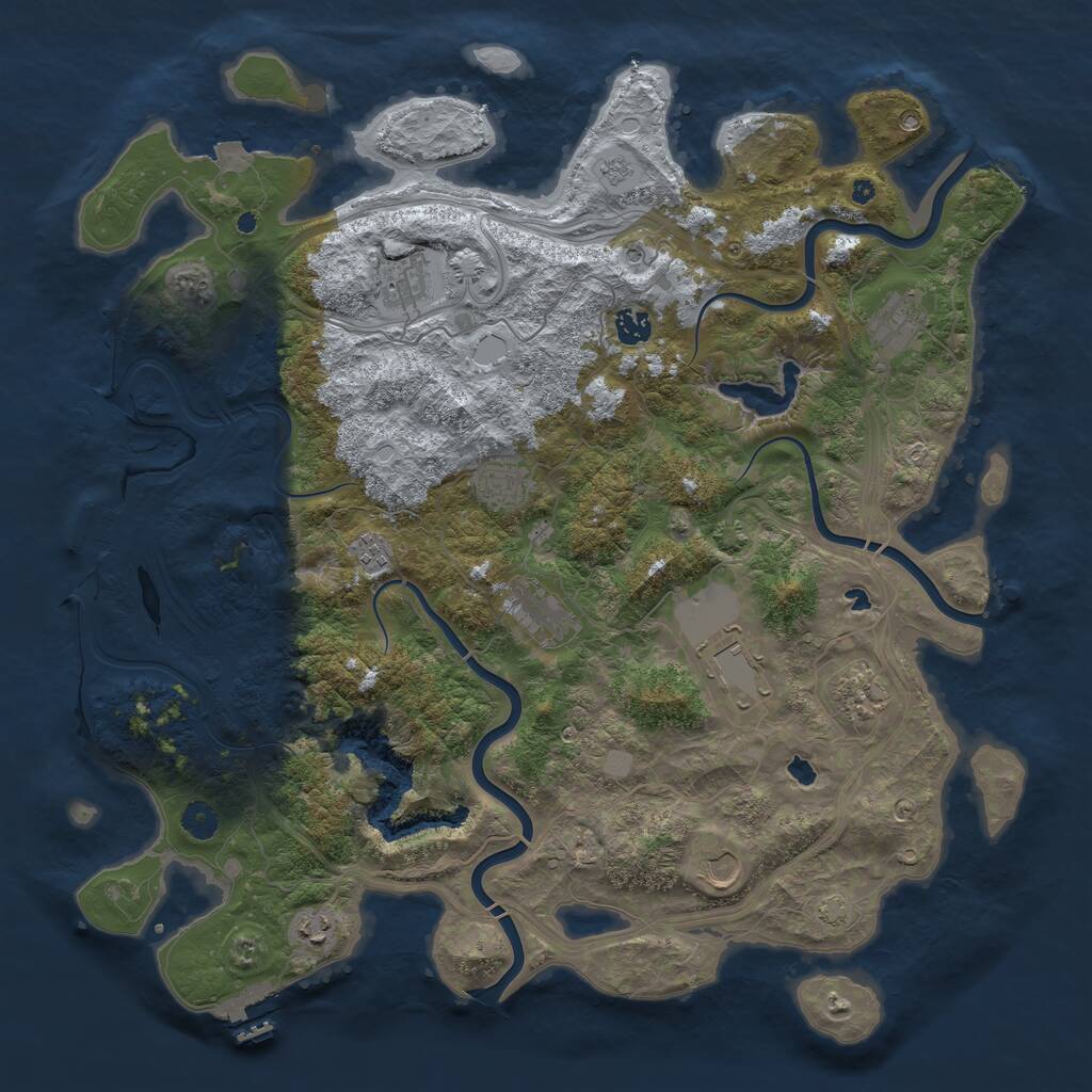 Rust Map: Procedural Map, Size: 4500, Seed: 100225, 16 Monuments