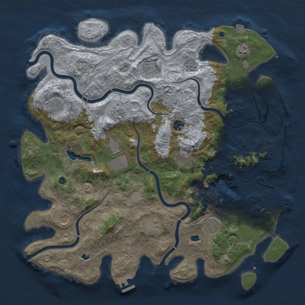 Rust Map: Procedural Map, Size: 4500, Seed: 707132884, 17 Monuments