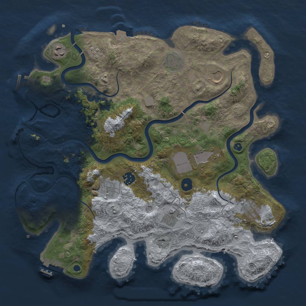 Rust Map: Procedural Map, Size: 3750, Seed: 366749048, 15 Monuments