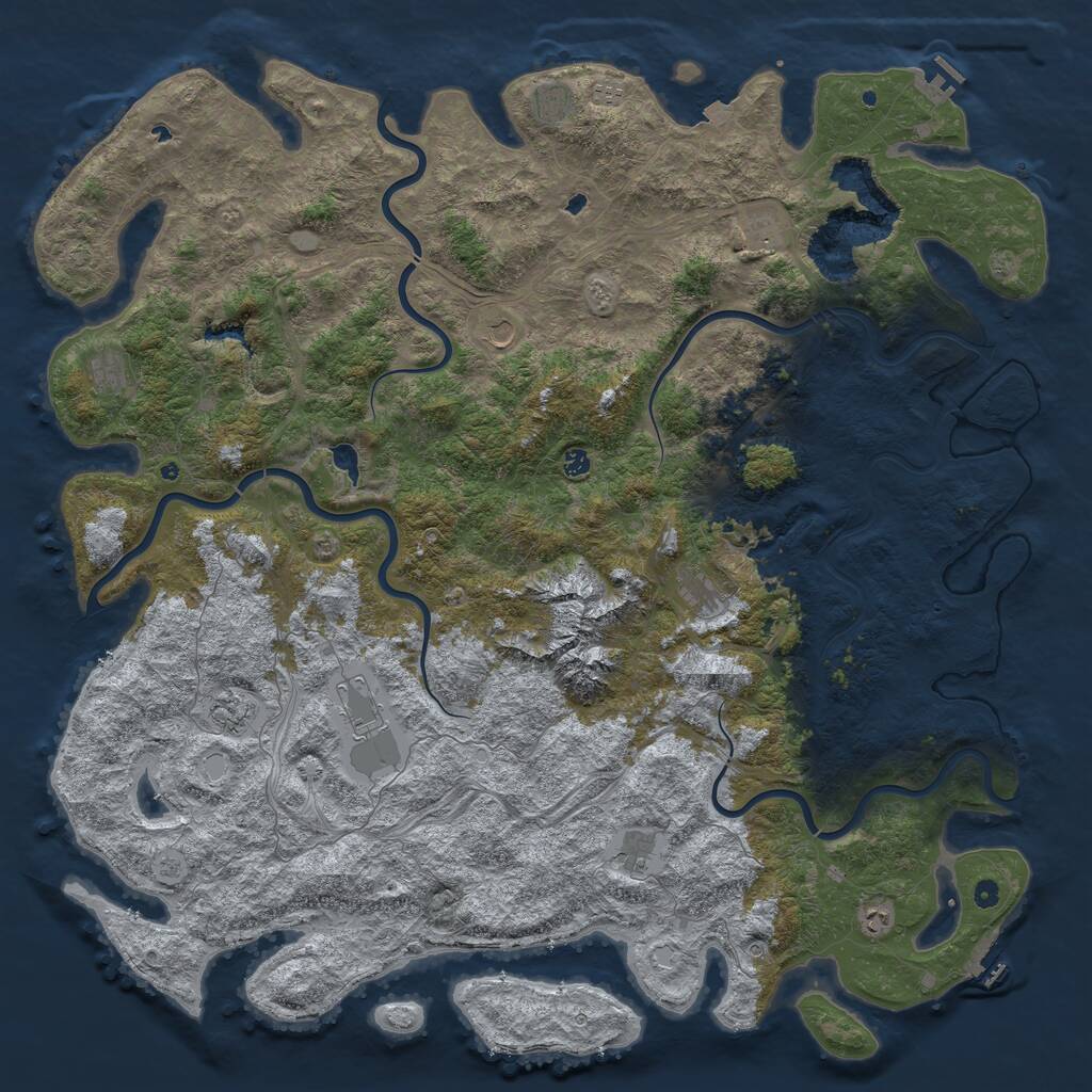 Rust Map: Procedural Map, Size: 6000, Seed: 12687, 17 Monuments