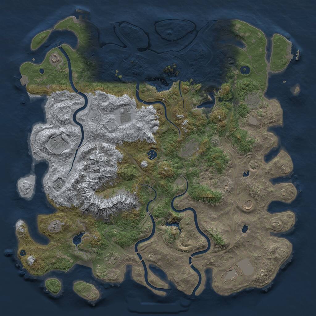 Rust Map: Procedural Map, Size: 5000, Seed: 1234013734, 16 Monuments