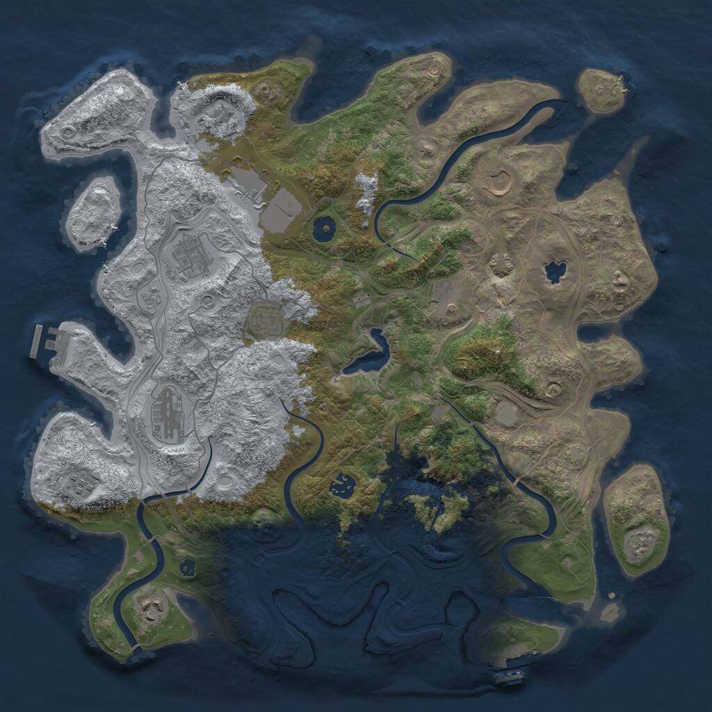 Rust Map: Procedural Map, Size: 4250, Seed: 1078930895, 16 Monuments