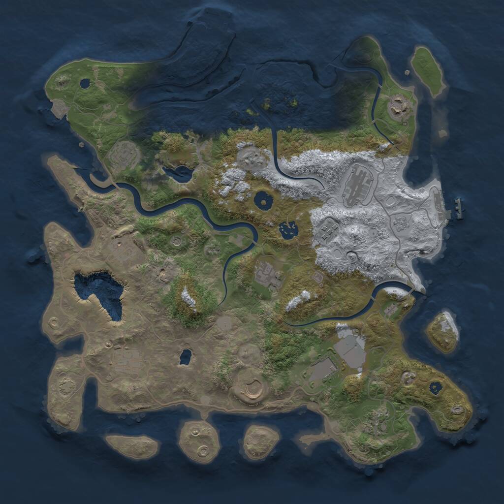 Rust Map: Procedural Map, Size: 4000, Seed: 524580765, 17 Monuments