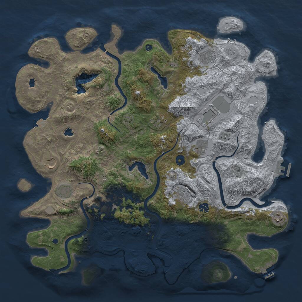 Rust Map: Procedural Map, Size: 4500, Seed: 191919, 17 Monuments
