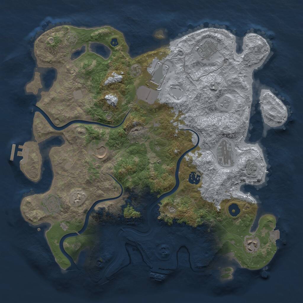 Rust Map: Procedural Map, Size: 3750, Seed: 179533, 14 Monuments