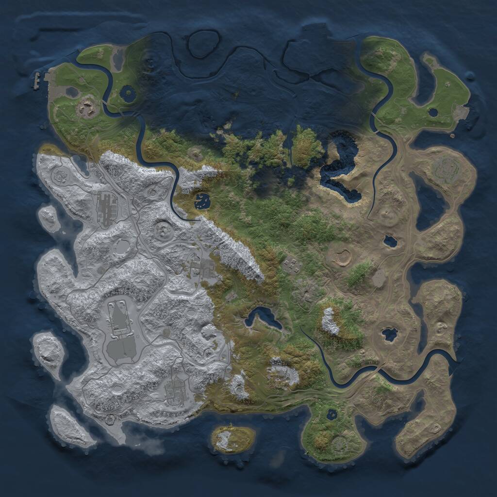 Rust Map: Procedural Map, Size: 4500, Seed: 322046900, 16 Monuments