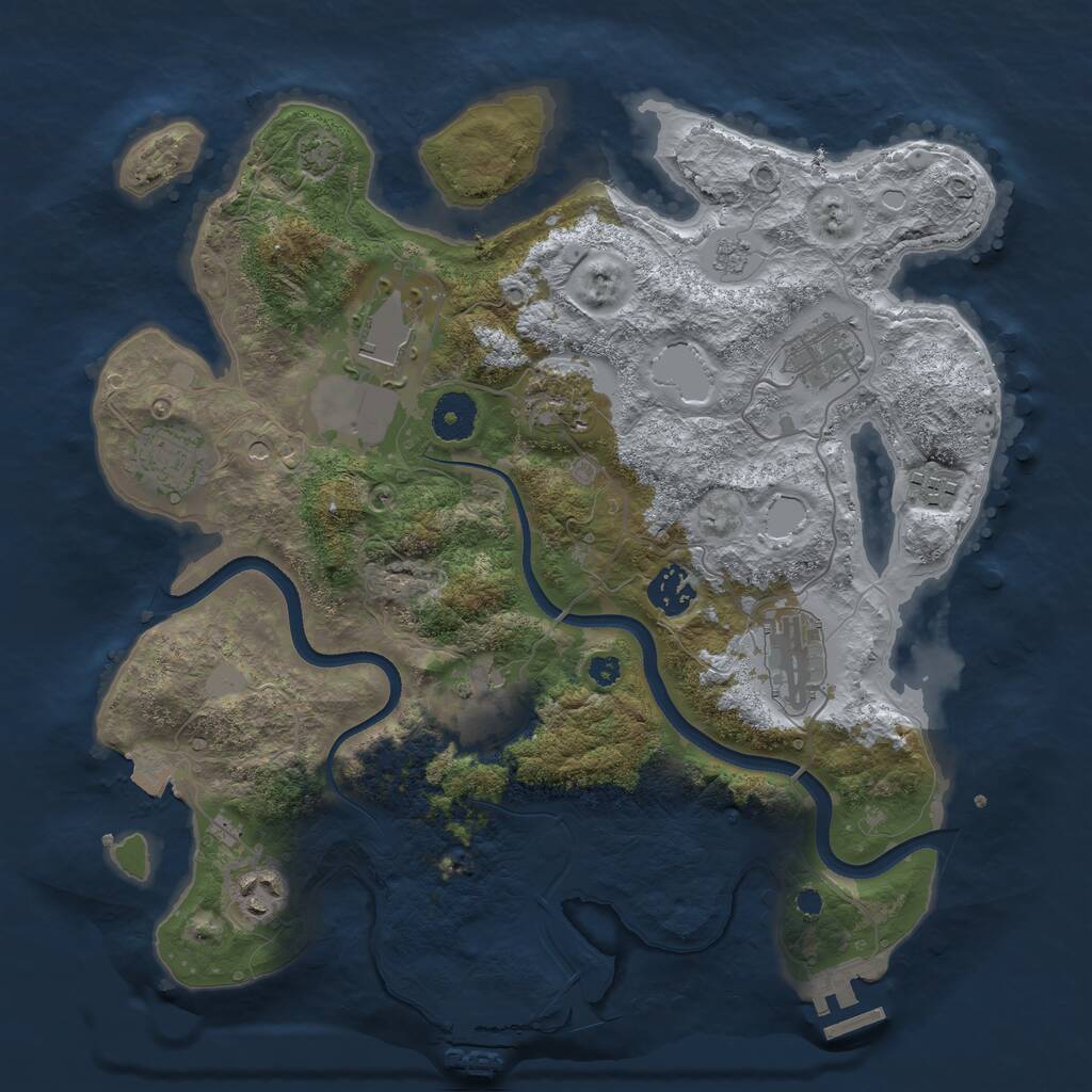 Rust Map: Procedural Map, Size: 3500, Seed: 1102818241, 15 Monuments