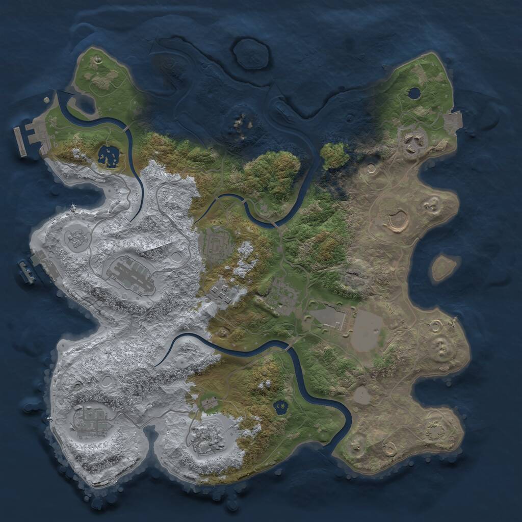Rust Map: Procedural Map, Size: 3500, Seed: 217749583, 16 Monuments