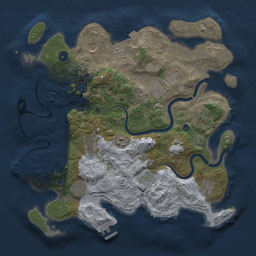 Rust Map: Procedural Map, Size: 3800, Seed: 754645, 16 Monuments