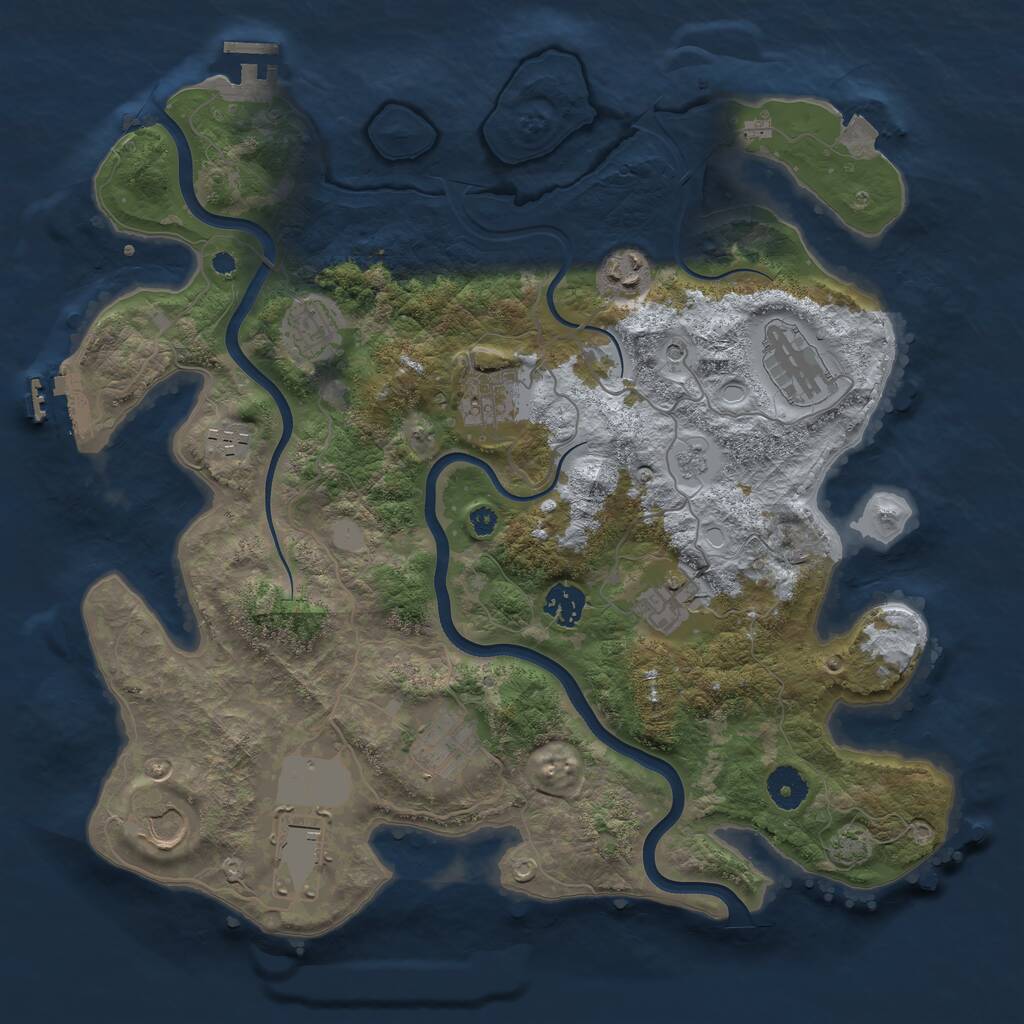 Rust Map: Procedural Map, Size: 3750, Seed: 367386943, 16 Monuments