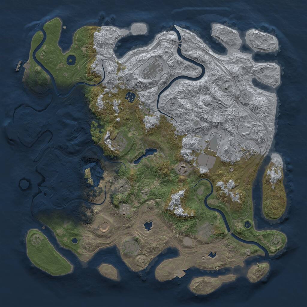 Rust Map: Procedural Map, Size: 4500, Seed: 990641215, 16 Monuments