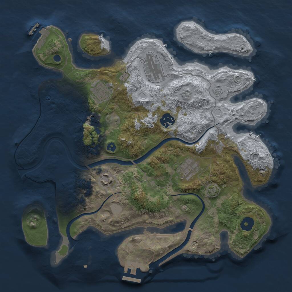 Rust Map: Procedural Map, Size: 3200, Seed: 195374, 11 Monuments