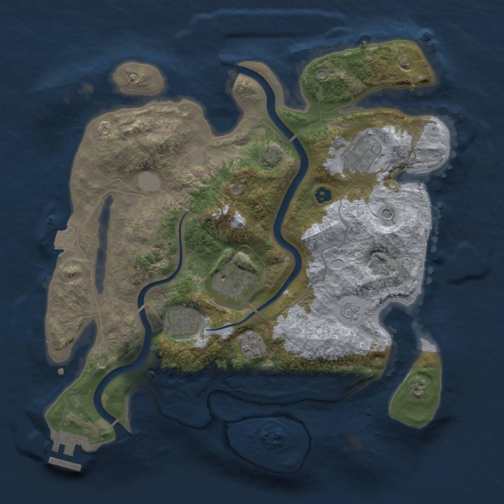 Rust Map: Procedural Map, Size: 3100, Seed: 2534, 9 Monuments