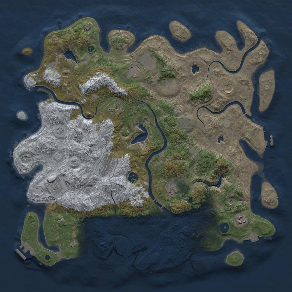 Rust Map: Procedural Map, Size: 4500, Seed: 1469637597, 17 Monuments