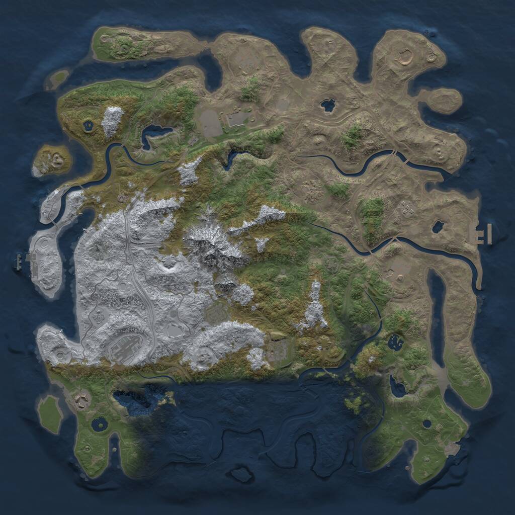 Rust Map: Procedural Map, Size: 5000, Seed: 633806226, 17 Monuments