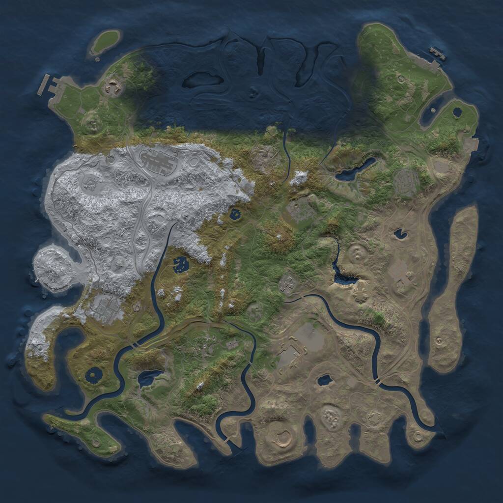 Rust Map: Procedural Map, Size: 4500, Seed: 365849, 17 Monuments