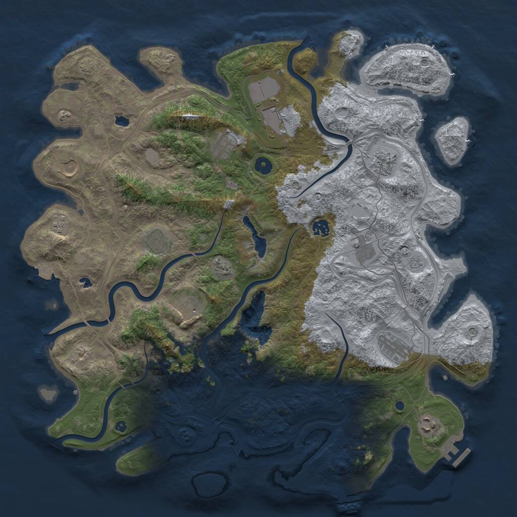 Rust Map: Procedural Map, Size: 4500, Seed: 1418813529, 17 Monuments