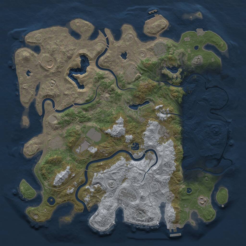 Rust Map: Procedural Map, Size: 4500, Seed: 1533614091, 16 Monuments