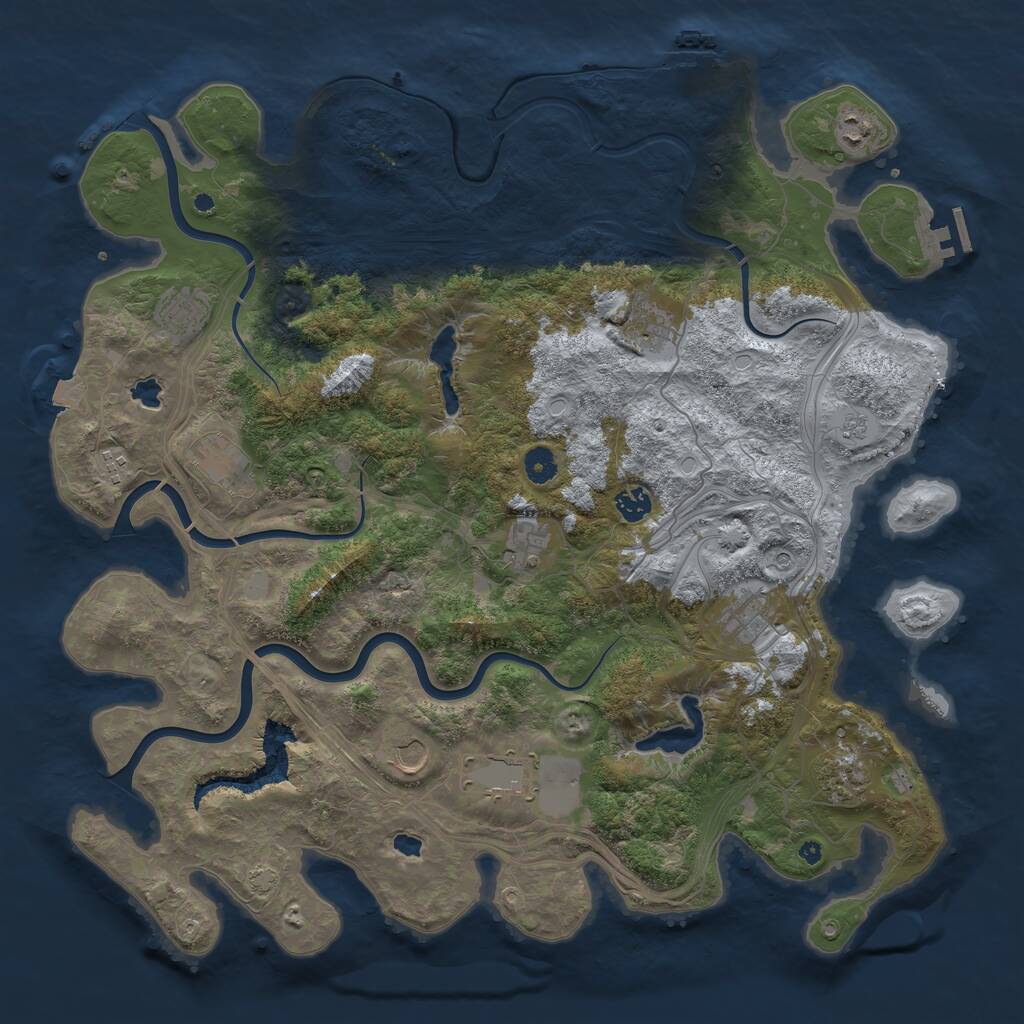 Rust Map: Procedural Map, Size: 4500, Seed: 466788404, 17 Monuments