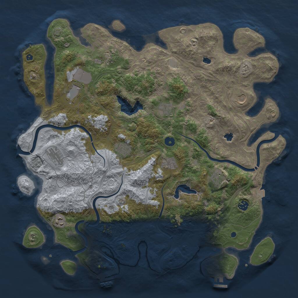 Rust Map: Procedural Map, Size: 4500, Seed: 777663113, 17 Monuments