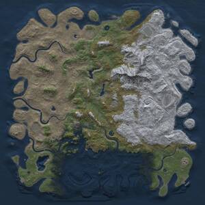 Thumbnail Rust Map: Procedural Map, Size: 6000, Seed: 160909955, 17 Monuments