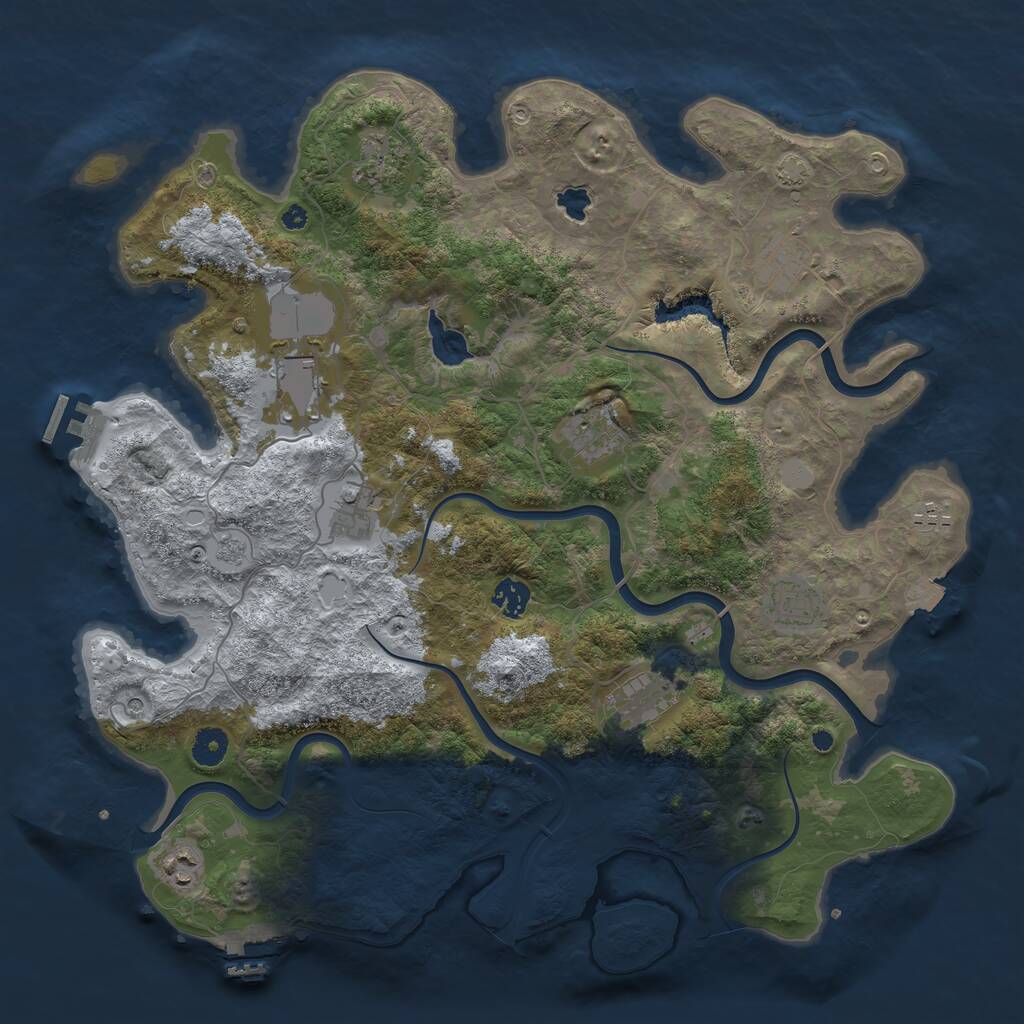 Rust Map: Procedural Map, Size: 4111, Seed: 43528, 16 Monuments