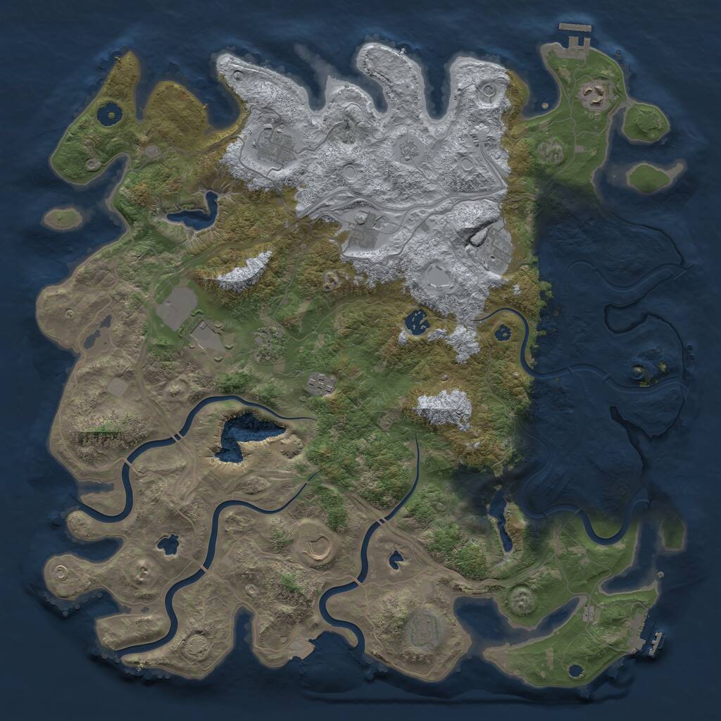 Rust Map: Procedural Map, Size: 4500, Seed: 973195742, 16 Monuments