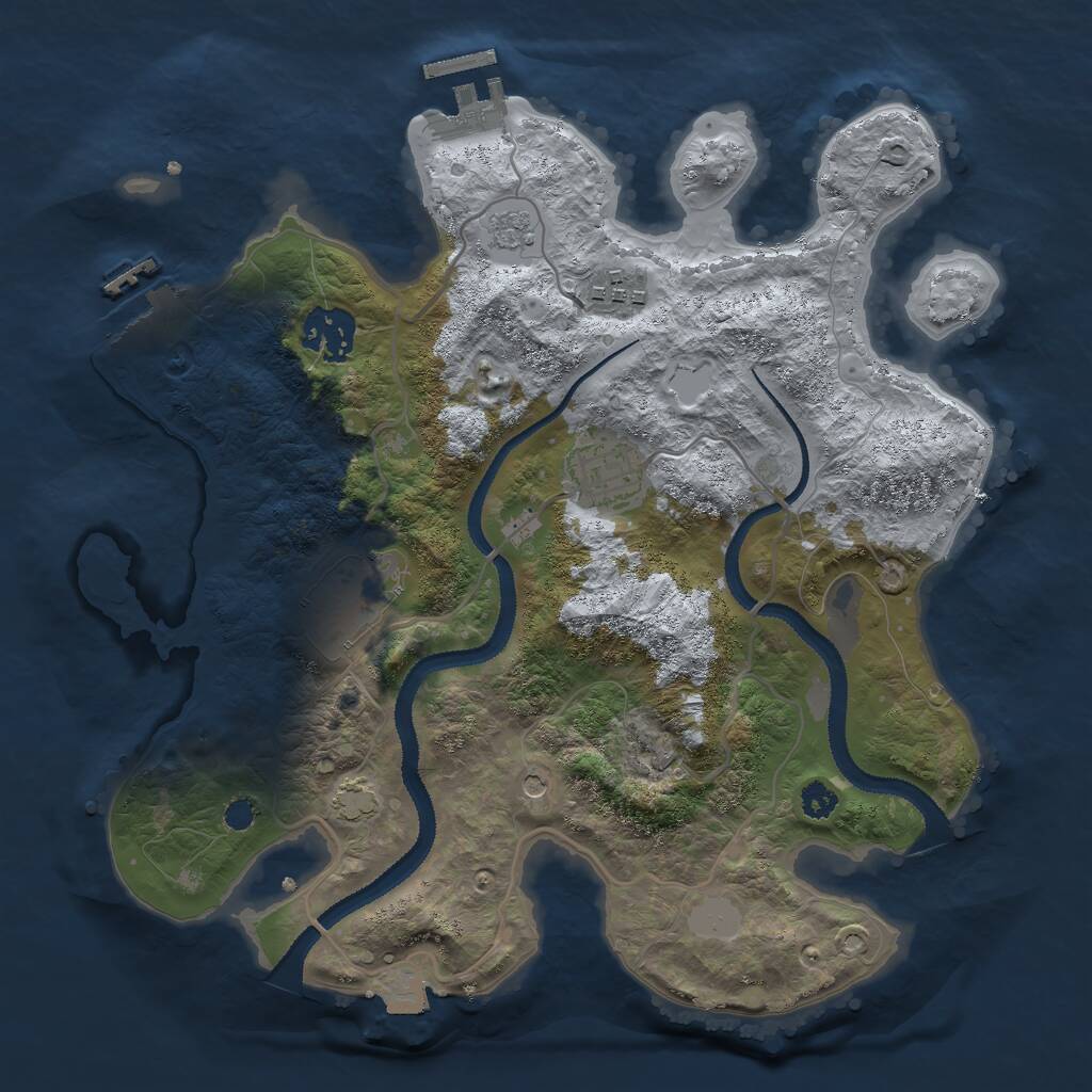 Rust Map: Procedural Map, Size: 3000, Seed: 534465450, 10 Monuments