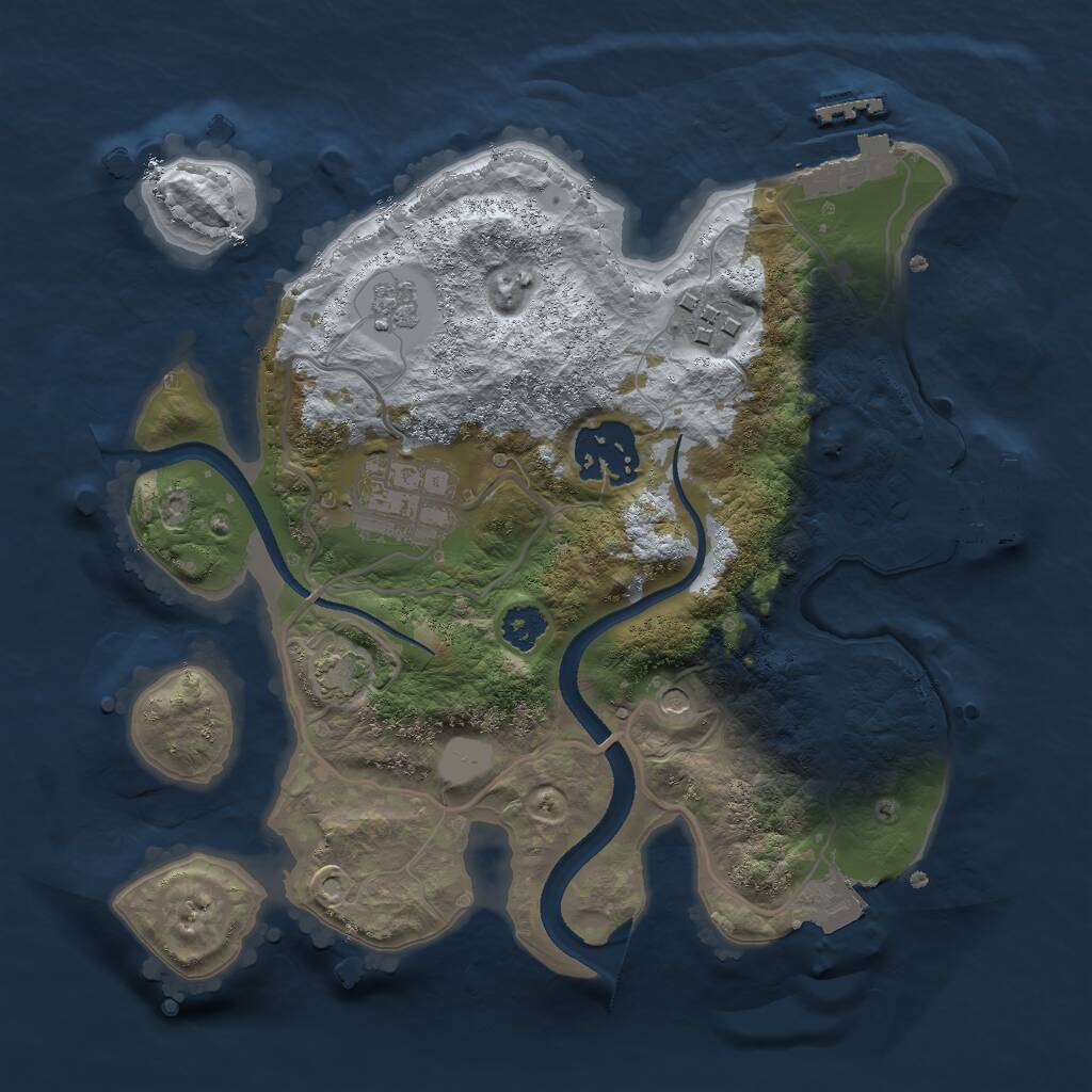 Rust Map: Procedural Map, Size: 2500, Seed: 1267129344, 9 Monuments