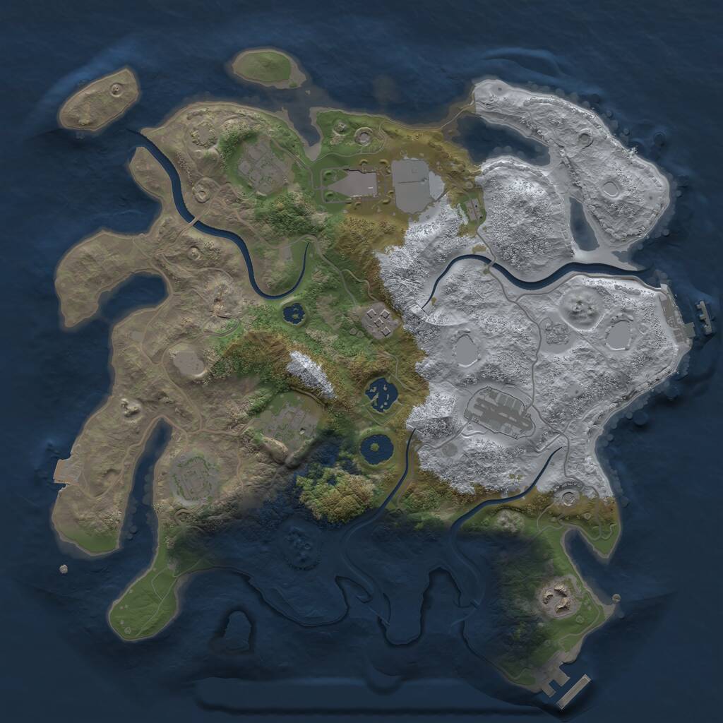 Rust Map: Procedural Map, Size: 3500, Seed: 866545, 14 Monuments