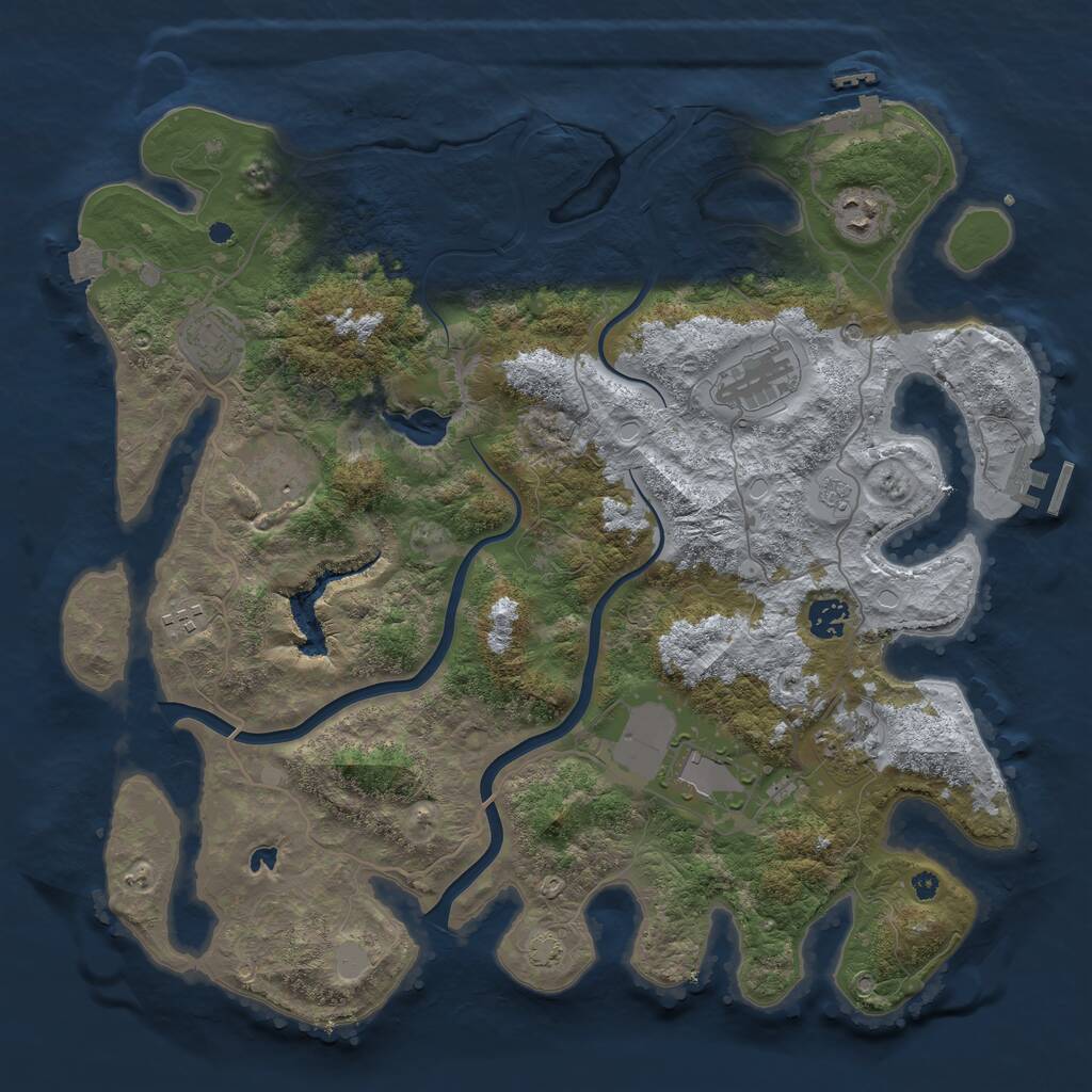 Rust Map: Procedural Map, Size: 4000, Seed: 27388891, 14 Monuments
