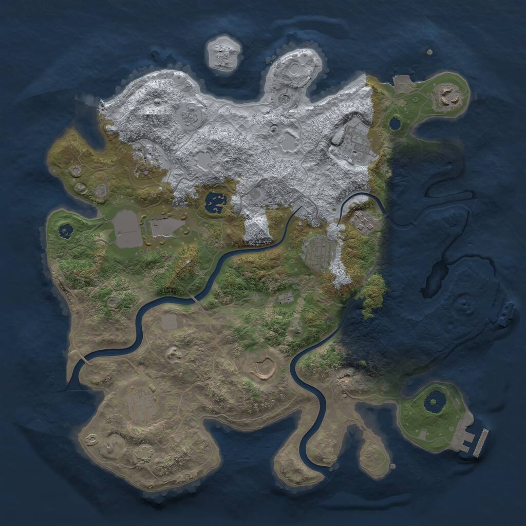 Rust Map: Procedural Map, Size: 3640, Seed: 821558003, 15 Monuments
