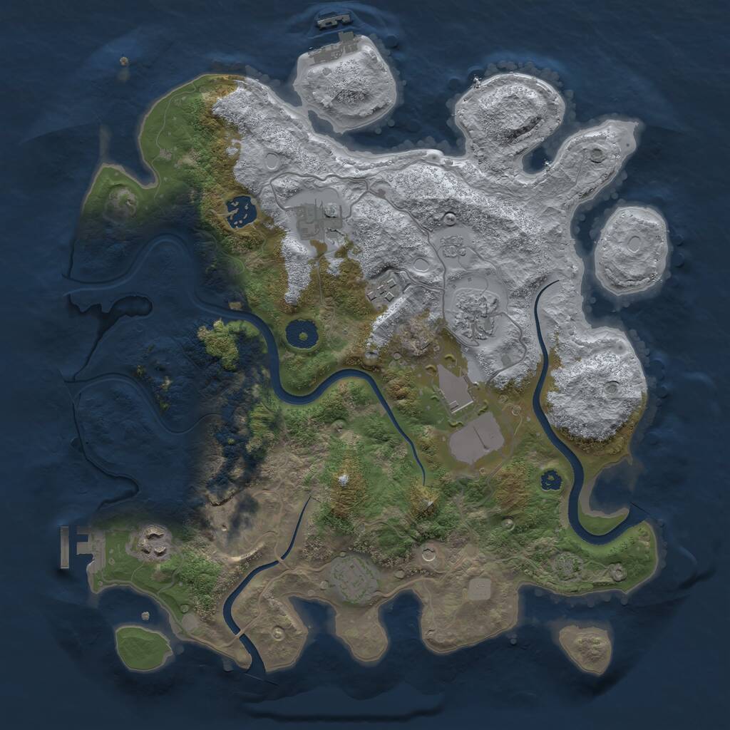 Rust Map: Procedural Map, Size: 3500, Seed: 523345455, 14 Monuments