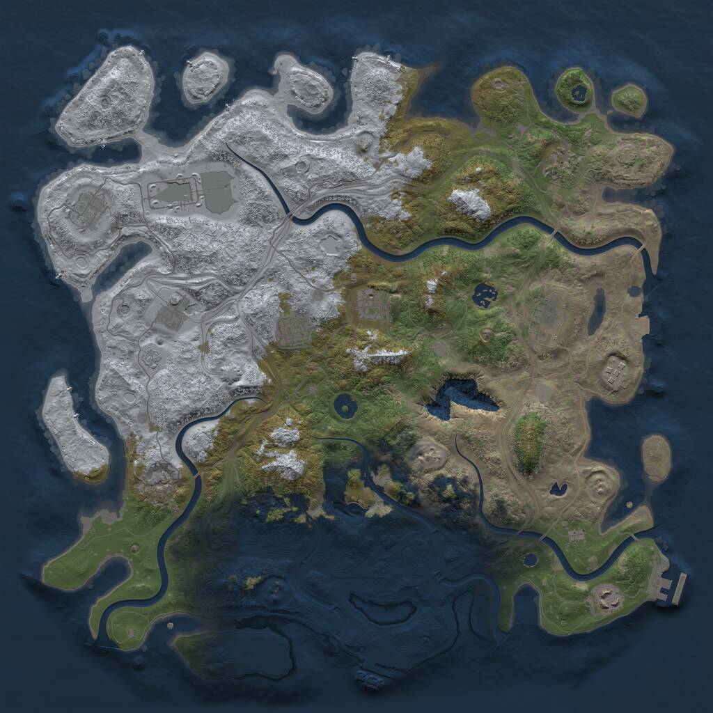 Rust Map: Procedural Map, Size: 4500, Seed: 484618648, 16 Monuments