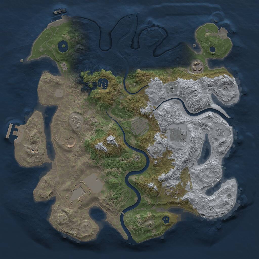Rust Map: Procedural Map, Size: 3500, Seed: 127016944, 14 Monuments