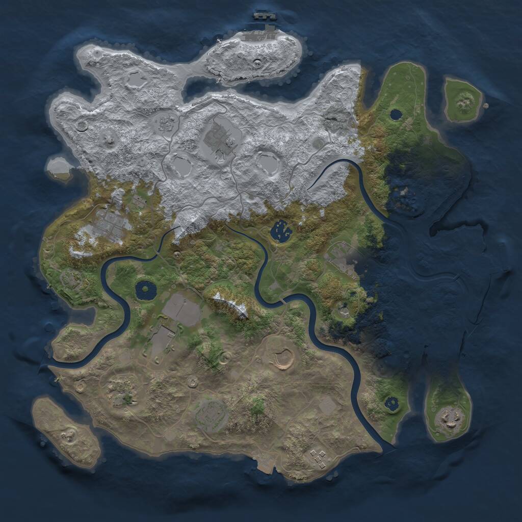 Rust Map: Procedural Map, Size: 3750, Seed: 45112, 16 Monuments