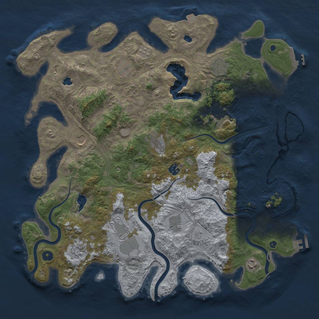Rust Map: Procedural Map, Size: 4500, Seed: 1319885548, 17 Monuments