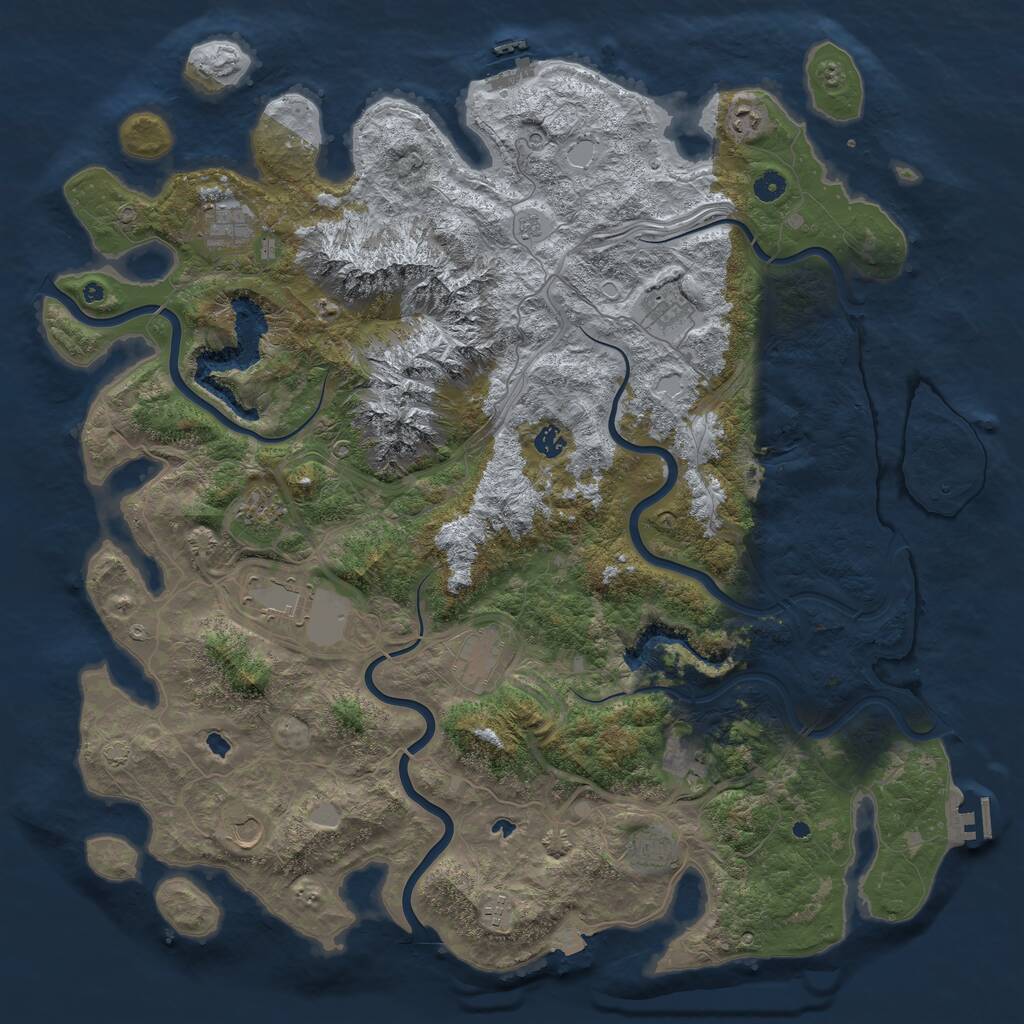 Rust Map: Procedural Map, Size: 5000, Seed: 2038866304, 17 Monuments
