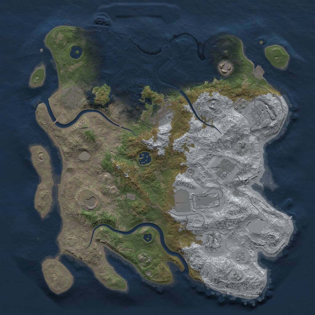 Rust Map: Procedural Map, Size: 3700, Seed: 1460851685, 15 Monuments