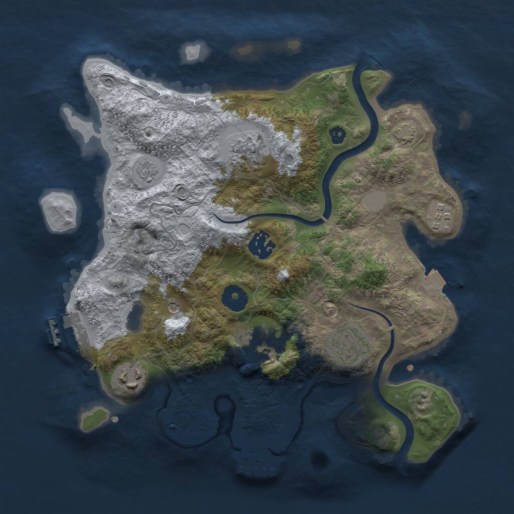Rust Map: Procedural Map, Size: 3000, Seed: 27712, 12 Monuments