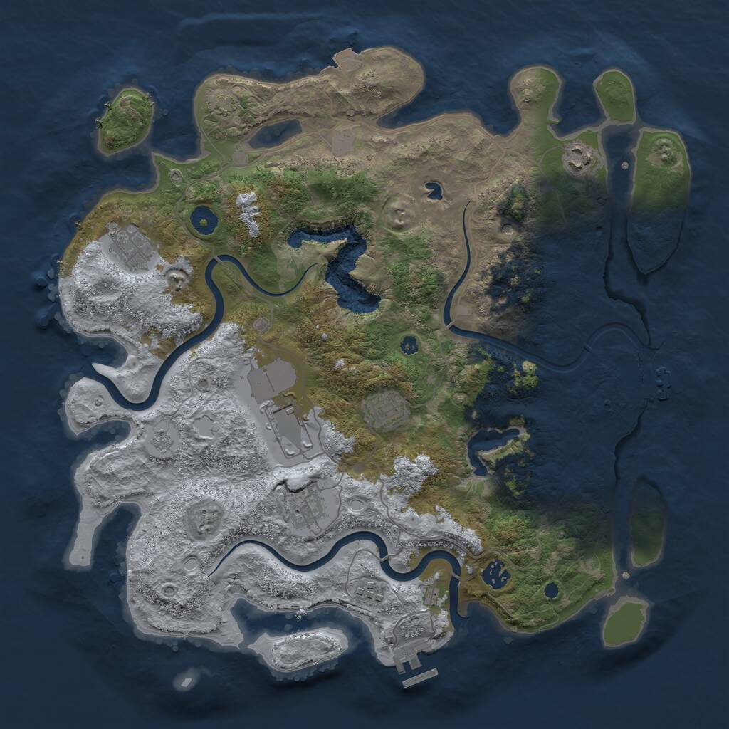 Rust Map: Procedural Map, Size: 4000, Seed: 425, 13 Monuments