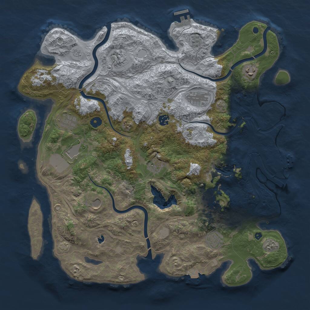 Rust Map: Procedural Map, Size: 4250, Seed: 1410178411, 17 Monuments