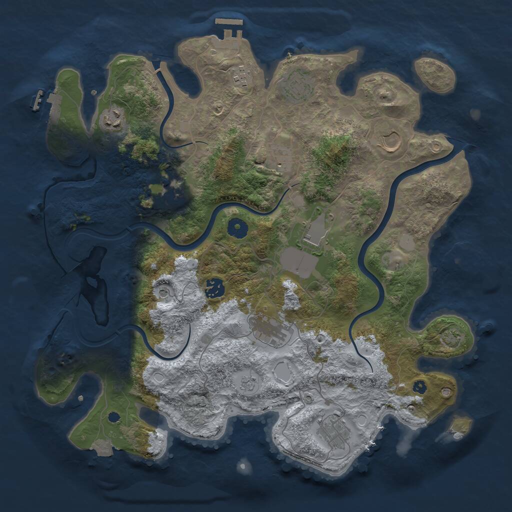 Rust Map: Procedural Map, Size: 3750, Seed: 407981822, 16 Monuments