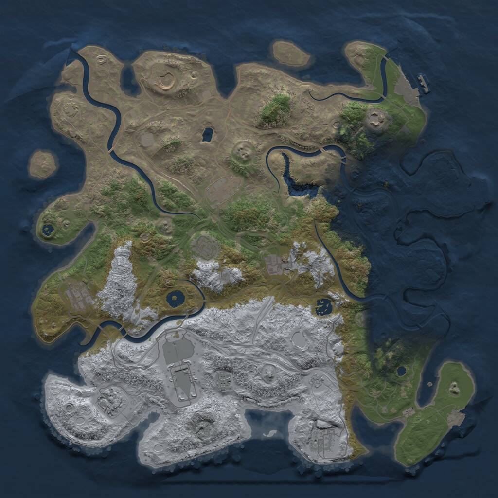 Rust Map: Procedural Map, Size: 4300, Seed: 351776652, 17 Monuments